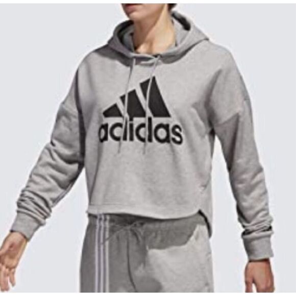 Adidas Cropped Hooded Sweatshirt - Picture 1 of 8